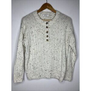 Madewell Women’s Donegal Bowden Henley Sweater Coziest Yarn Small Cream